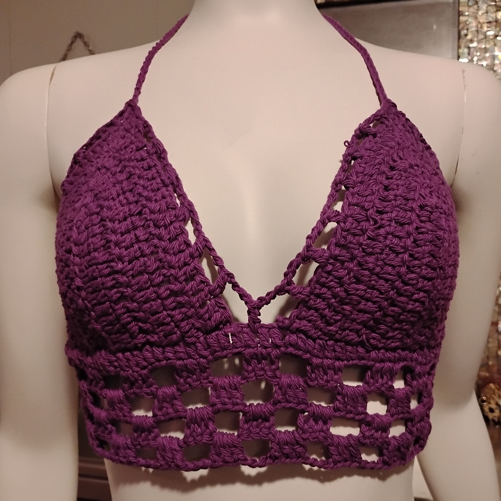 Purple Crochet Halter Top